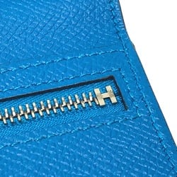 Hermes Bearn Souffle Bifold Long Wallet Blue Zanzibar blue SilverHardware