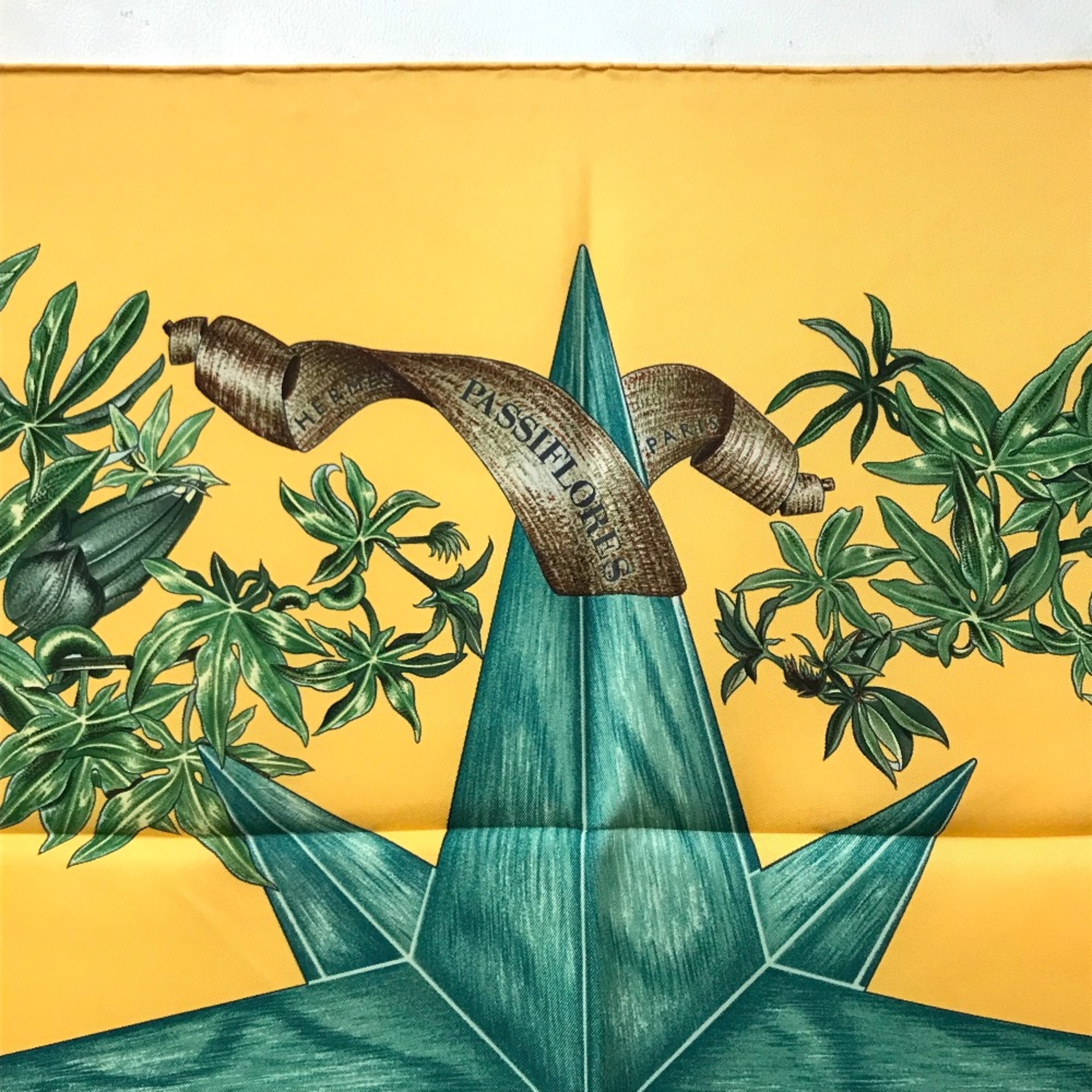 Hermes Carre90 Floral Scarf Yellow x Green