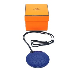 Hermes Croco tone Pendant Necklace blue