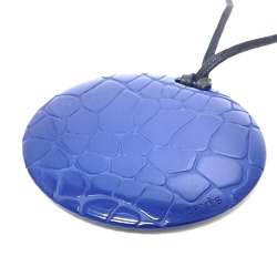 Hermes Croco tone Pendant Necklace blue