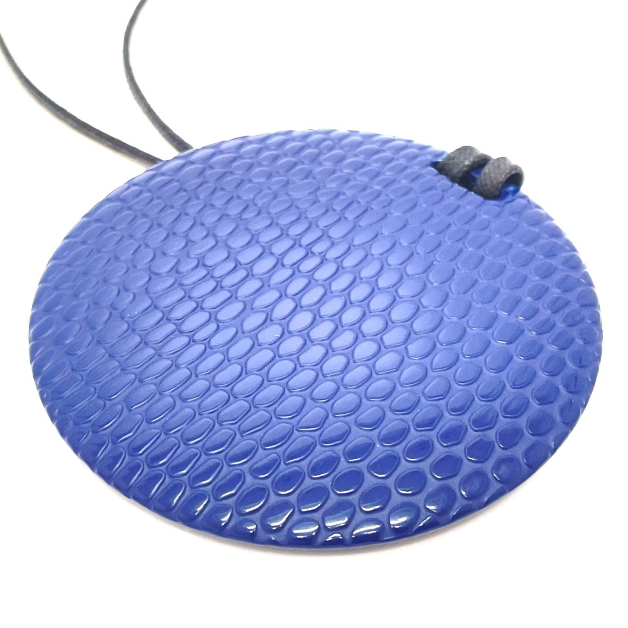 Hermes Croco tone Pendant Necklace blue