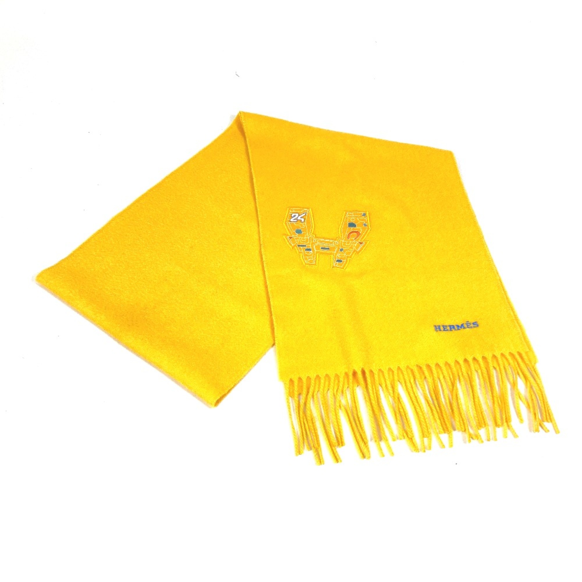 Hermes H-robot 24 fringe Scarf yellow