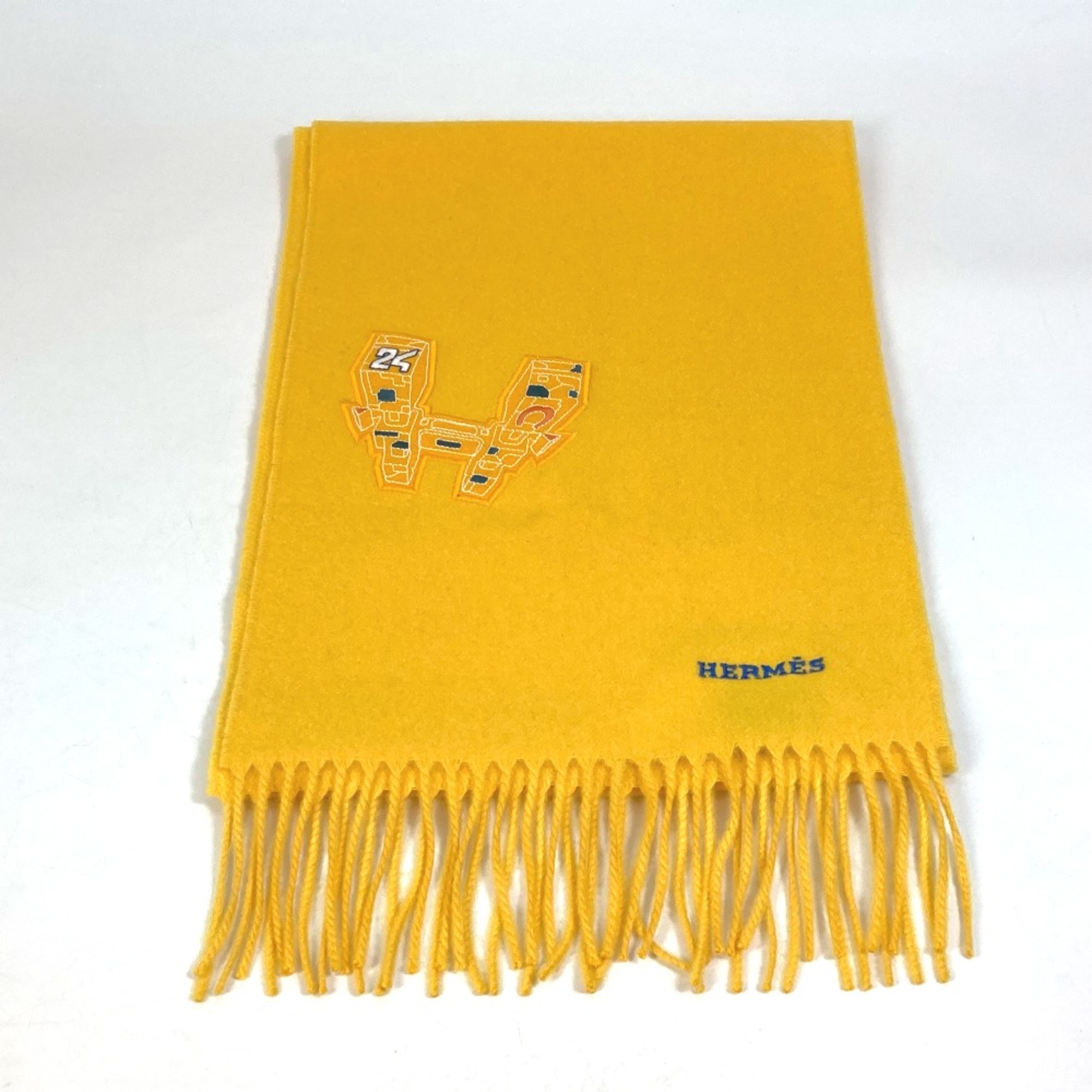 Hermes H-robot 24 fringe Scarf yellow