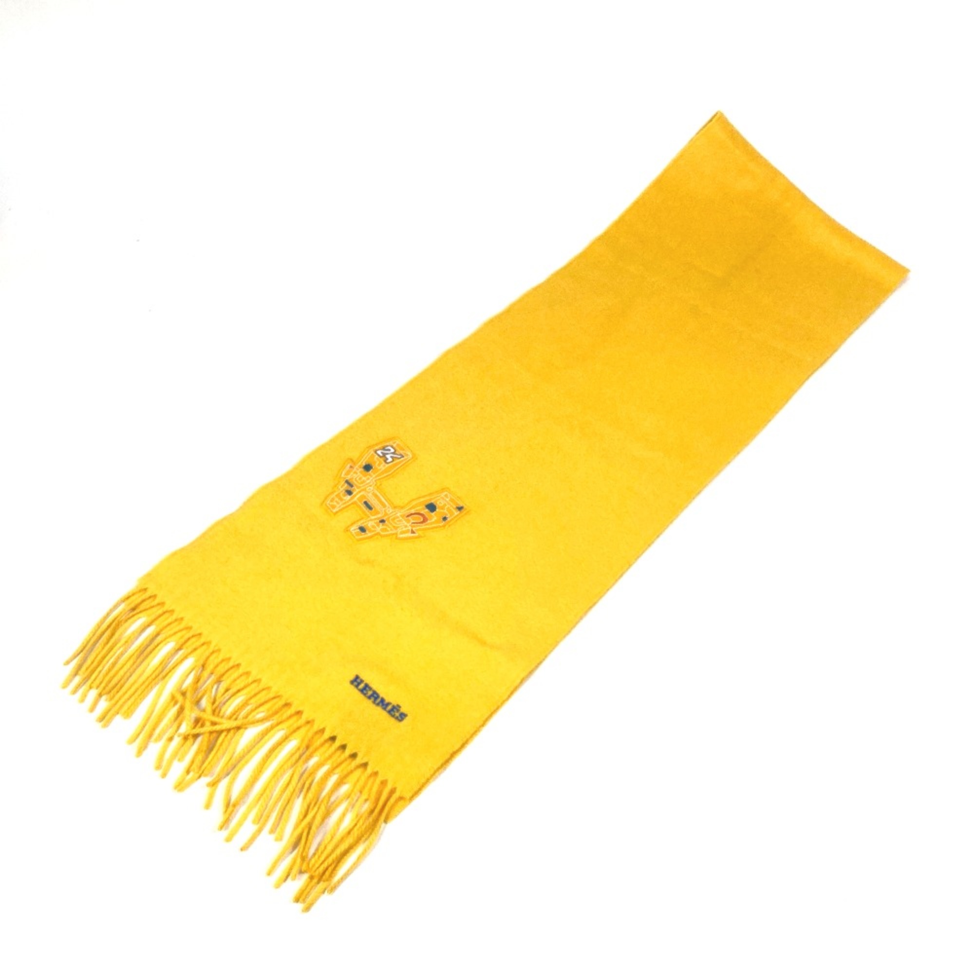 Hermes H-robot 24 fringe Scarf yellow