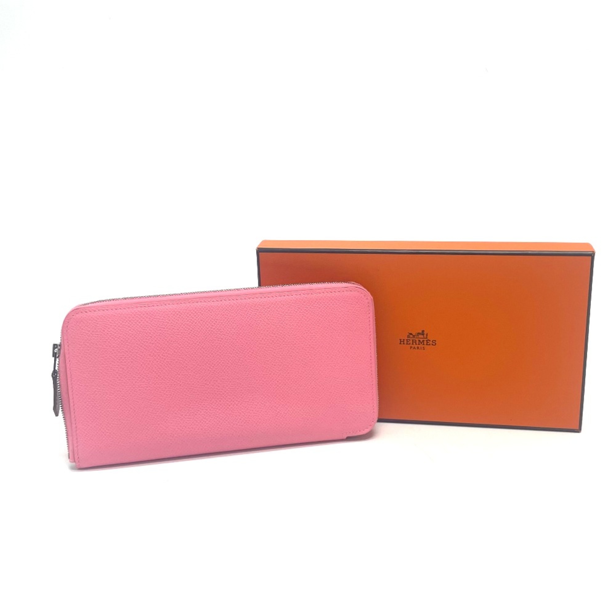 Hermes Zip Around Long Wallet Rose Confetti pink