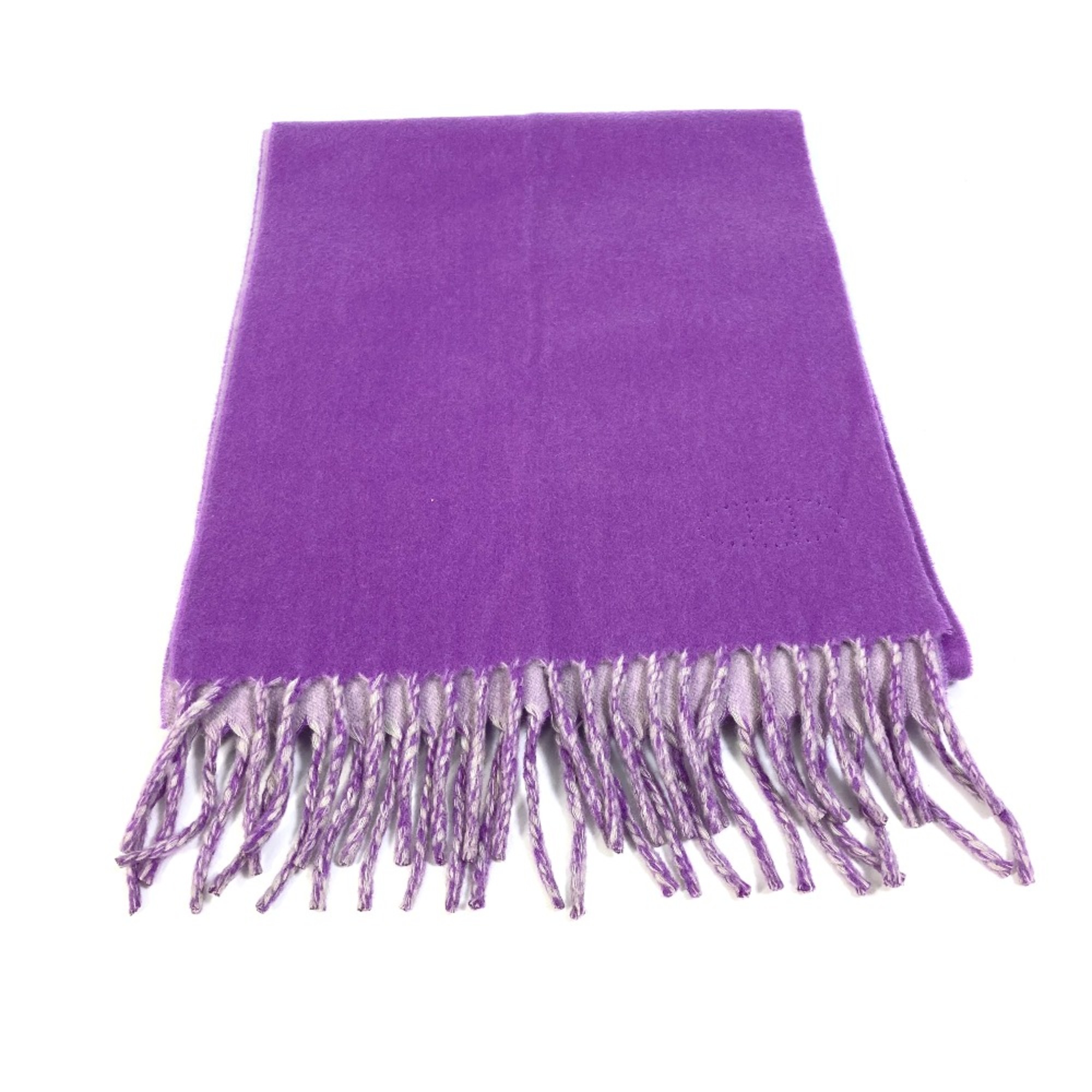 Hermes Evelyn Evelyne H logo punching H logo perforated fringe Scarf purple