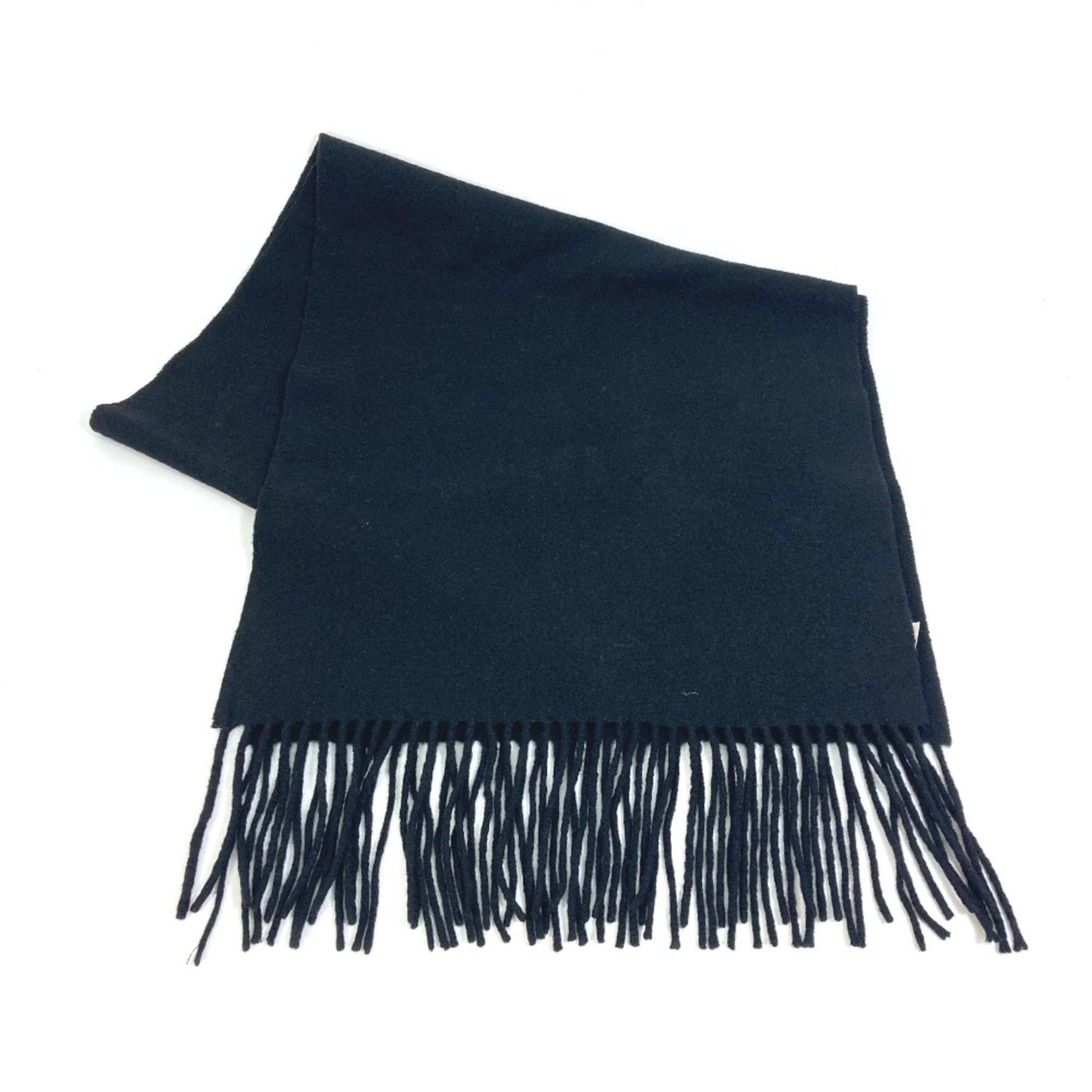 Hermes Logo fringe petite echarpe brodee charpes Scarf Black