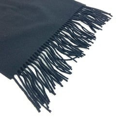 Hermes Logo fringe petite echarpe brodee charpes Scarf Black