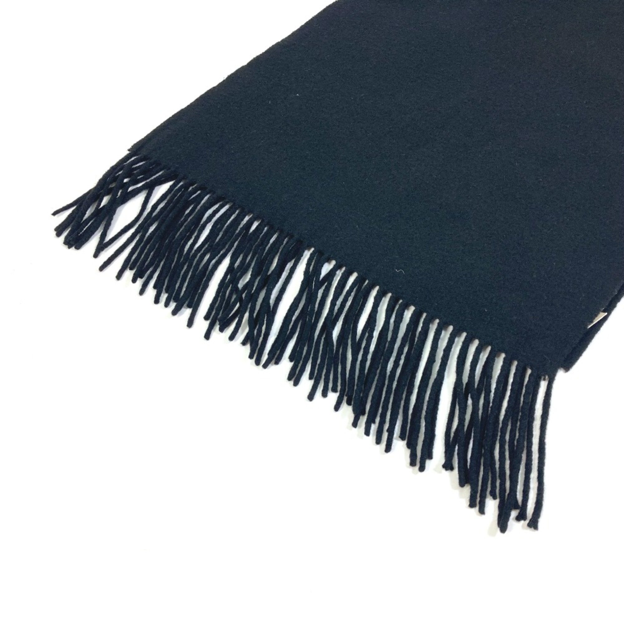 Hermes Logo fringe petite echarpe brodee charpes Scarf Black