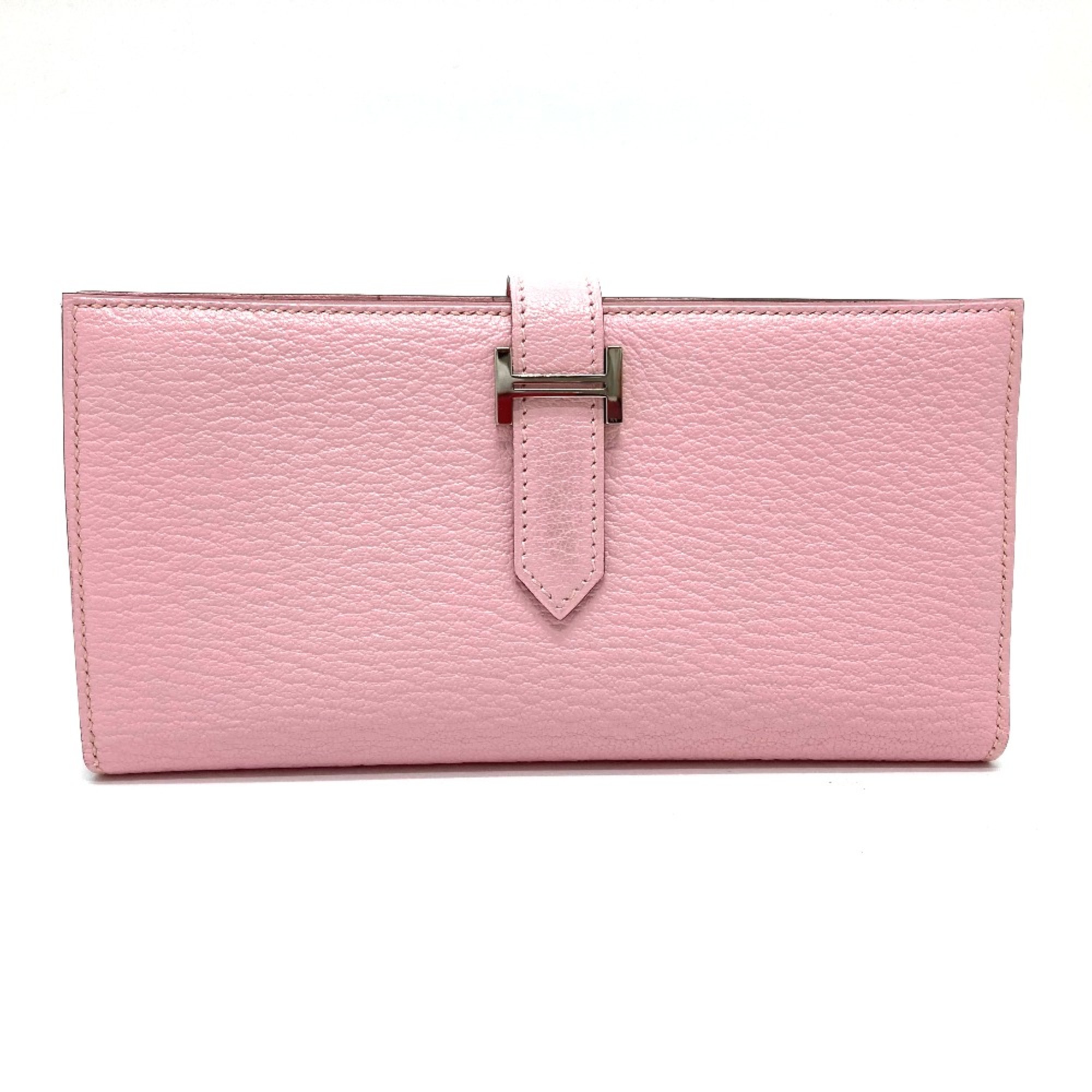 Hermes HHardware Machi has Long Wallet Rose cherry pink SilverHardware