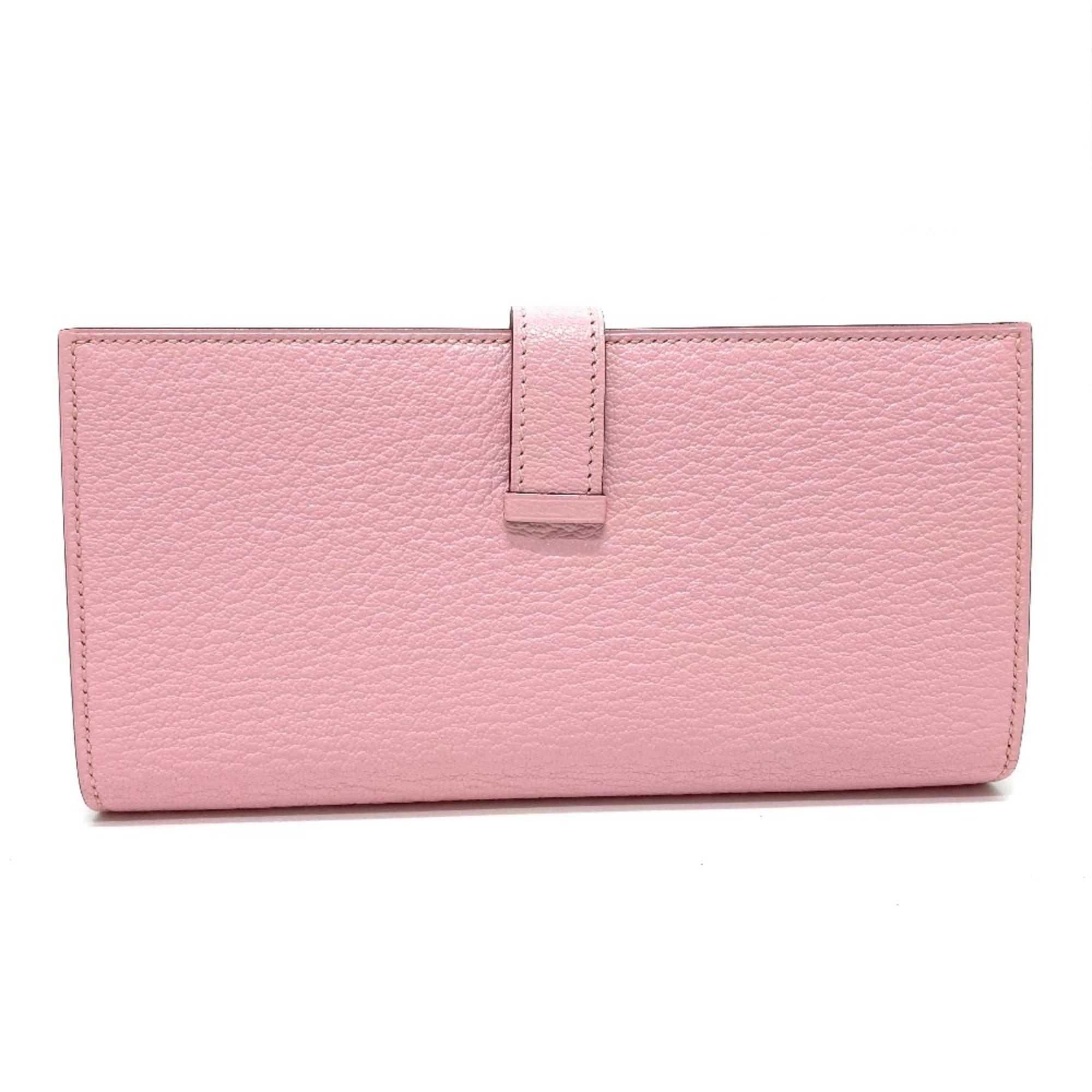 Hermes HHardware Machi has Long Wallet Rose cherry pink SilverHardware