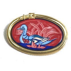 Hermes Bird bird motif Emile Brooch Gold x Red
