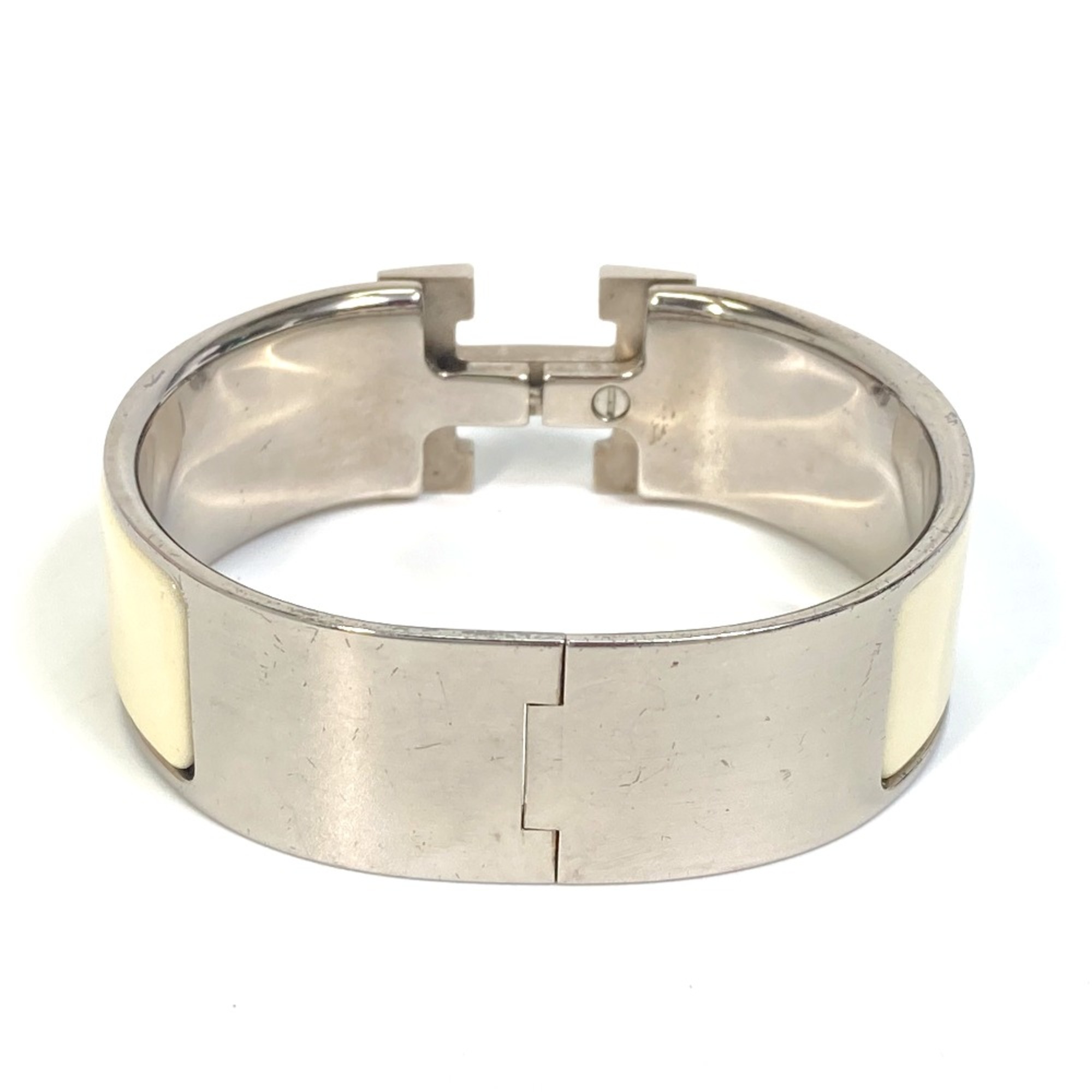 Hermes H bangle Bracelet Bangle White SilverHardware