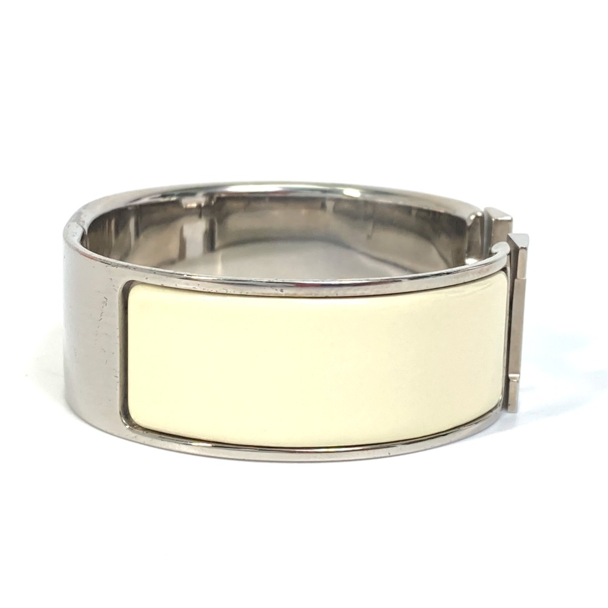 Hermes H bangle Bracelet Bangle White SilverHardware