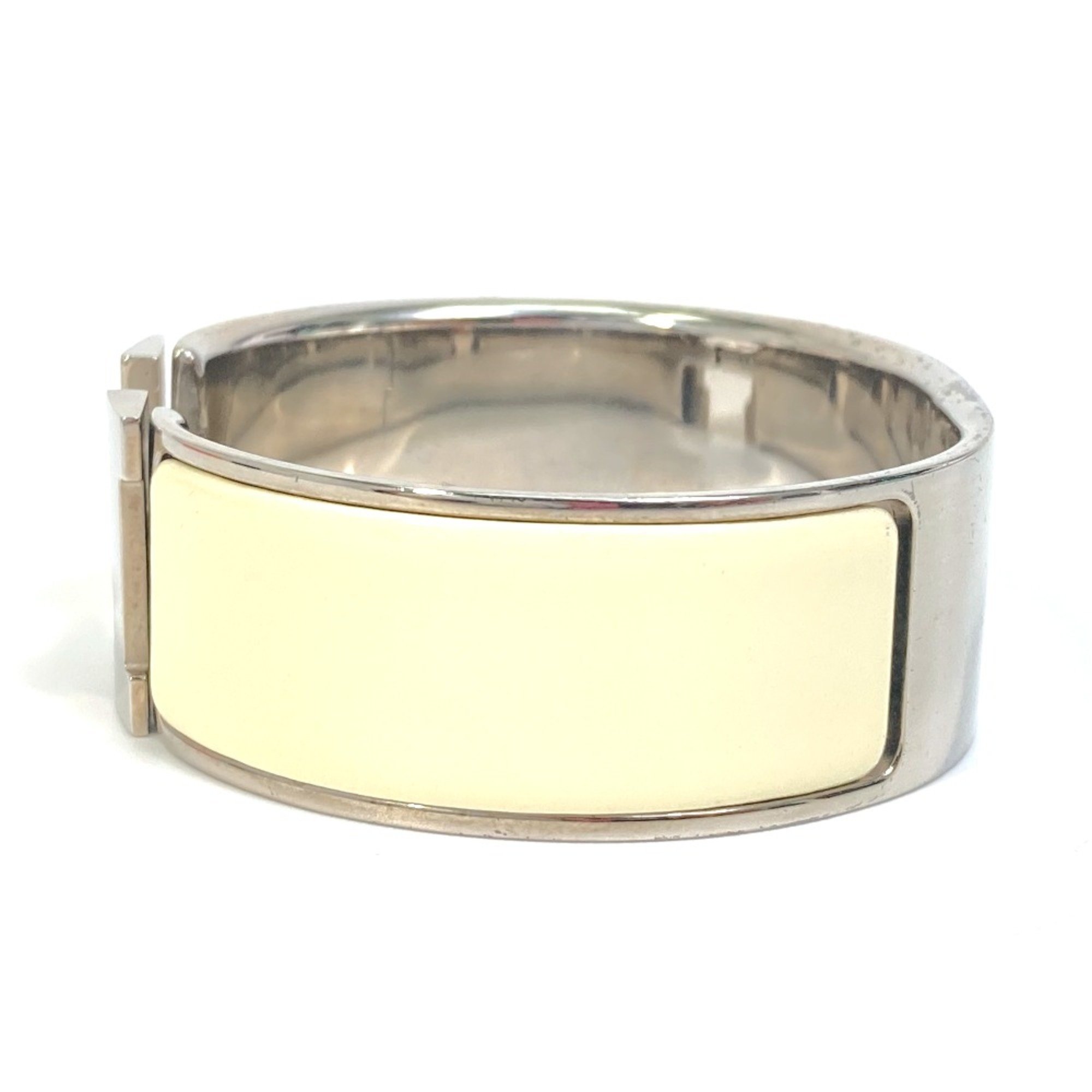 Hermes H bangle Bracelet Bangle White SilverHardware