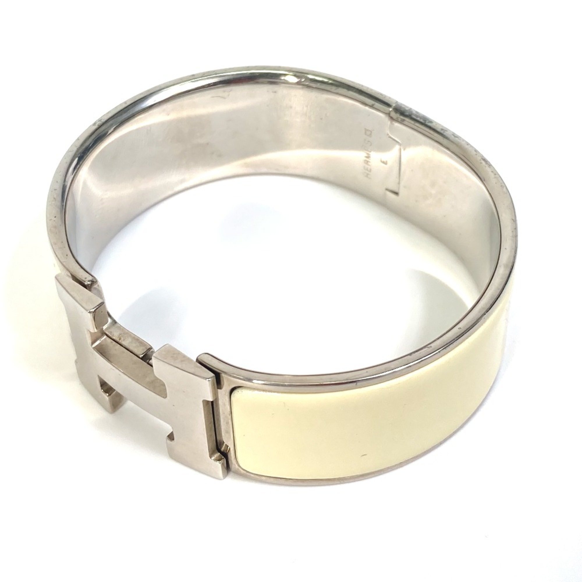 Hermes H bangle Bracelet Bangle White SilverHardware