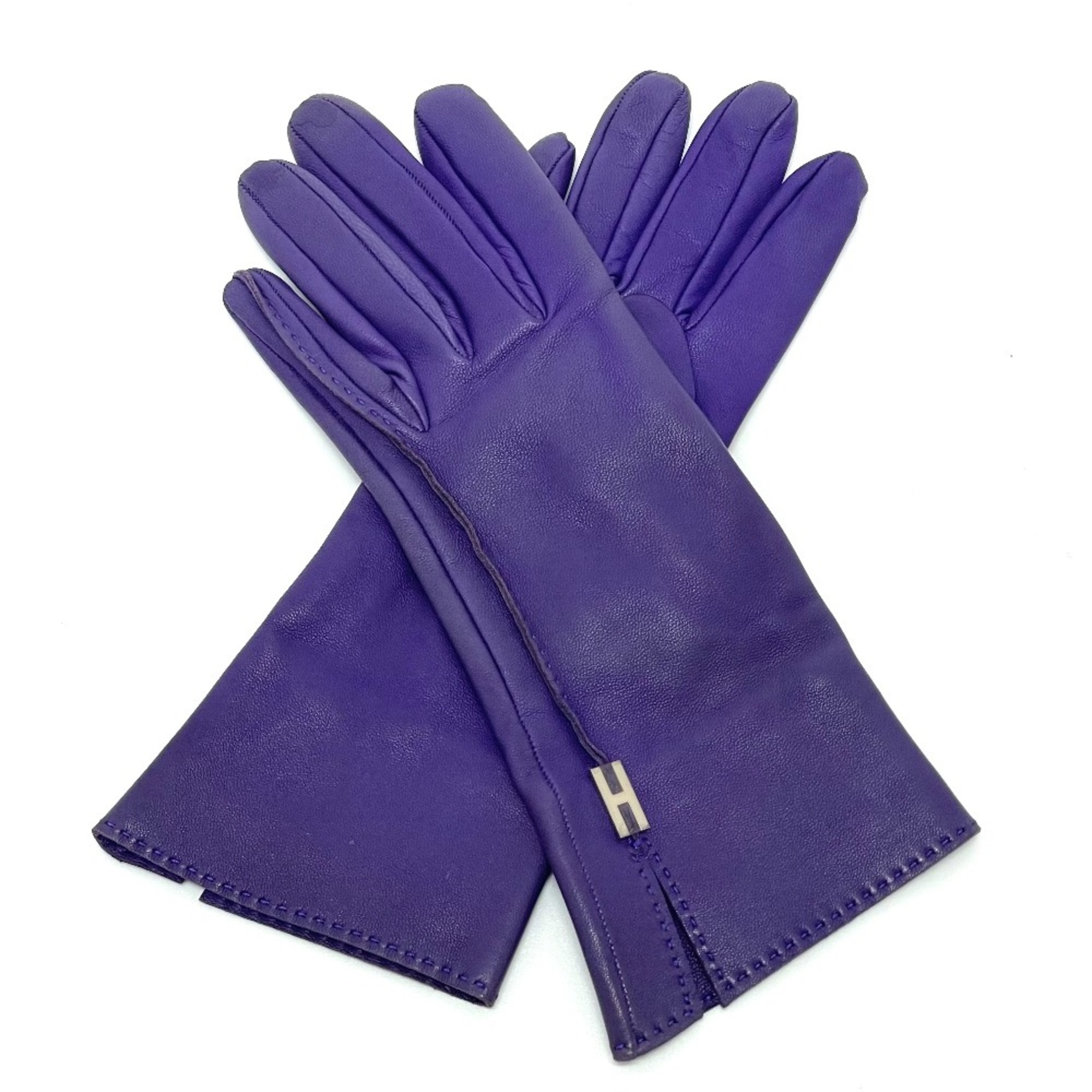 Hermes HHardware Leather gloves accessories gloves purple