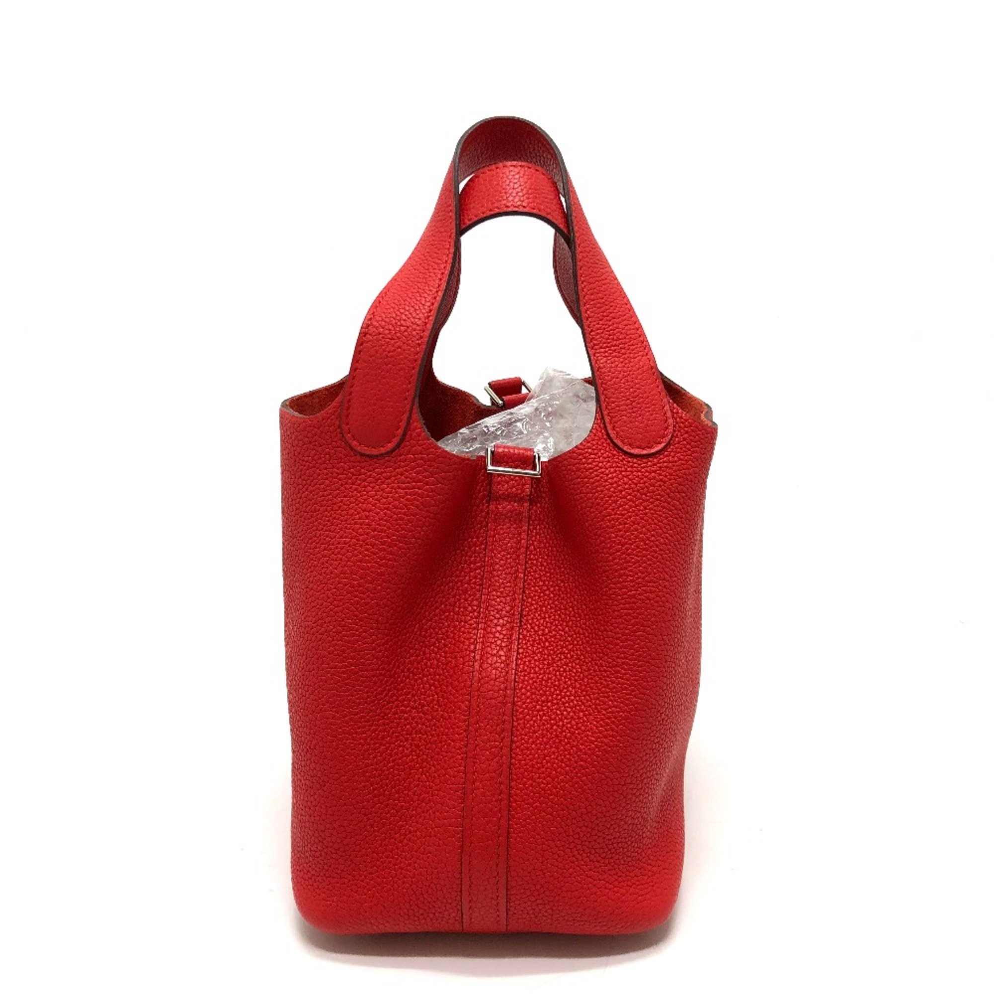 Hermes PicotinLock PM 18 Bag Tote Bag Hand Bag Rouge Coo Red SilverHardware