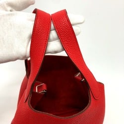 Hermes PicotinLock PM 18 Bag Tote Bag Hand Bag Rouge Coo Red SilverHardware