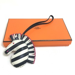 Hermes zebra Bag Strap Key Holder Bag Charm Kure x Noir x Rose Mexico Black x White pink