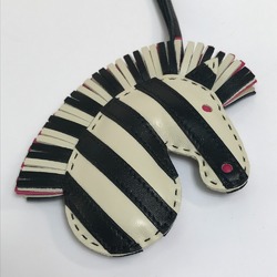 Hermes zebra Bag Strap Key Holder Bag Charm Kure x Noir x Rose Mexico Black x White pink