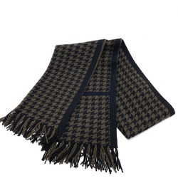 Hermes Houndstooth fringe Scarf Black/Brown