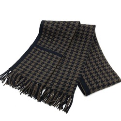 Hermes Houndstooth fringe Scarf Black/Brown