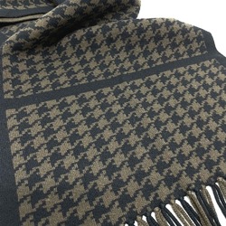 Hermes Houndstooth fringe Scarf Black/Brown