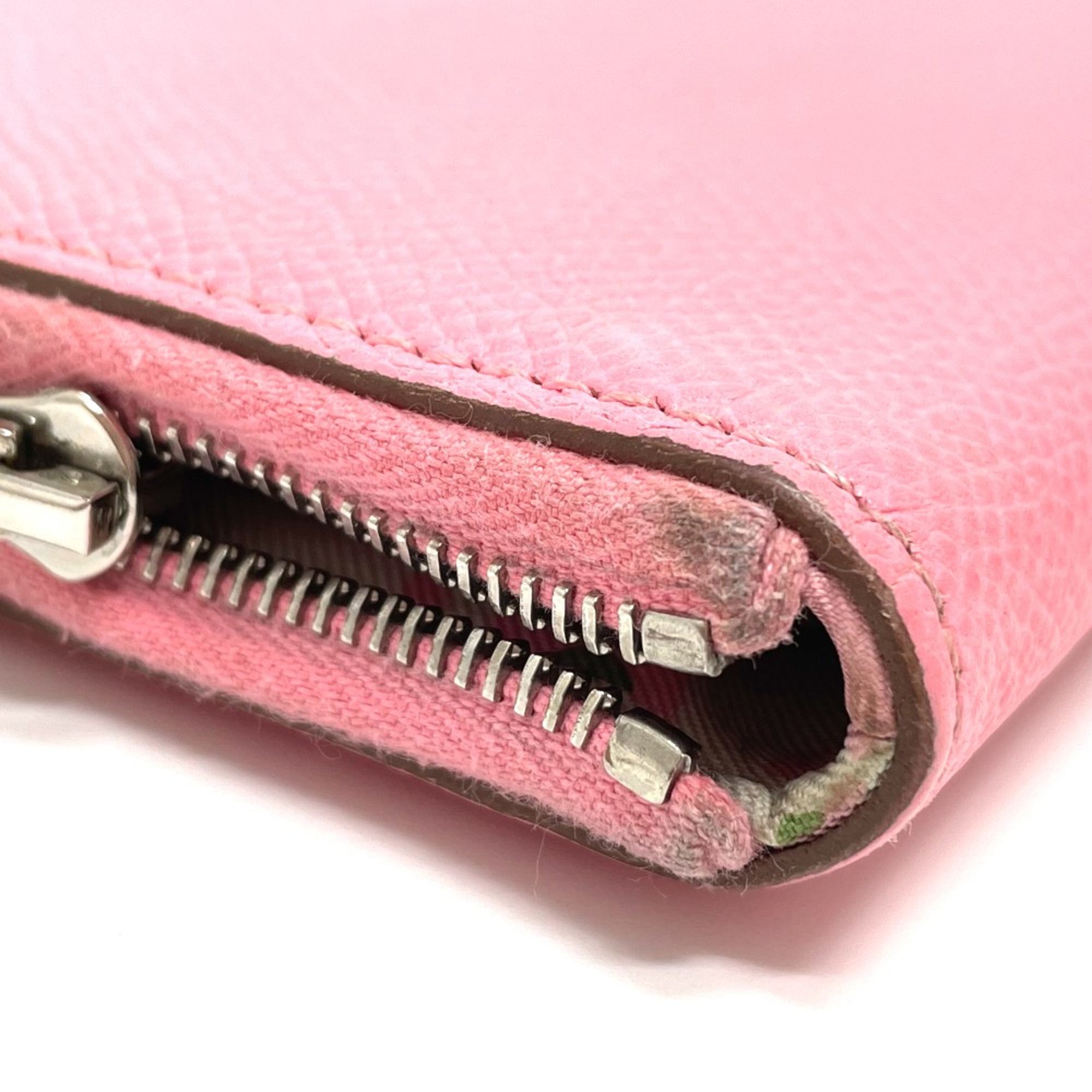 Hermes Silk-In Zip Around Long Wallet Rose Confetti pink