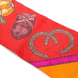 Hermes JOCKEY Equestrian hat pattern Accessories Scarf Red x orange