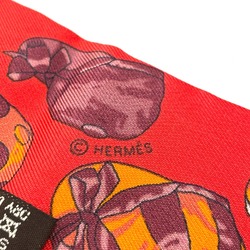 Hermes JOCKEY Equestrian hat pattern Accessories Scarf Red x orange