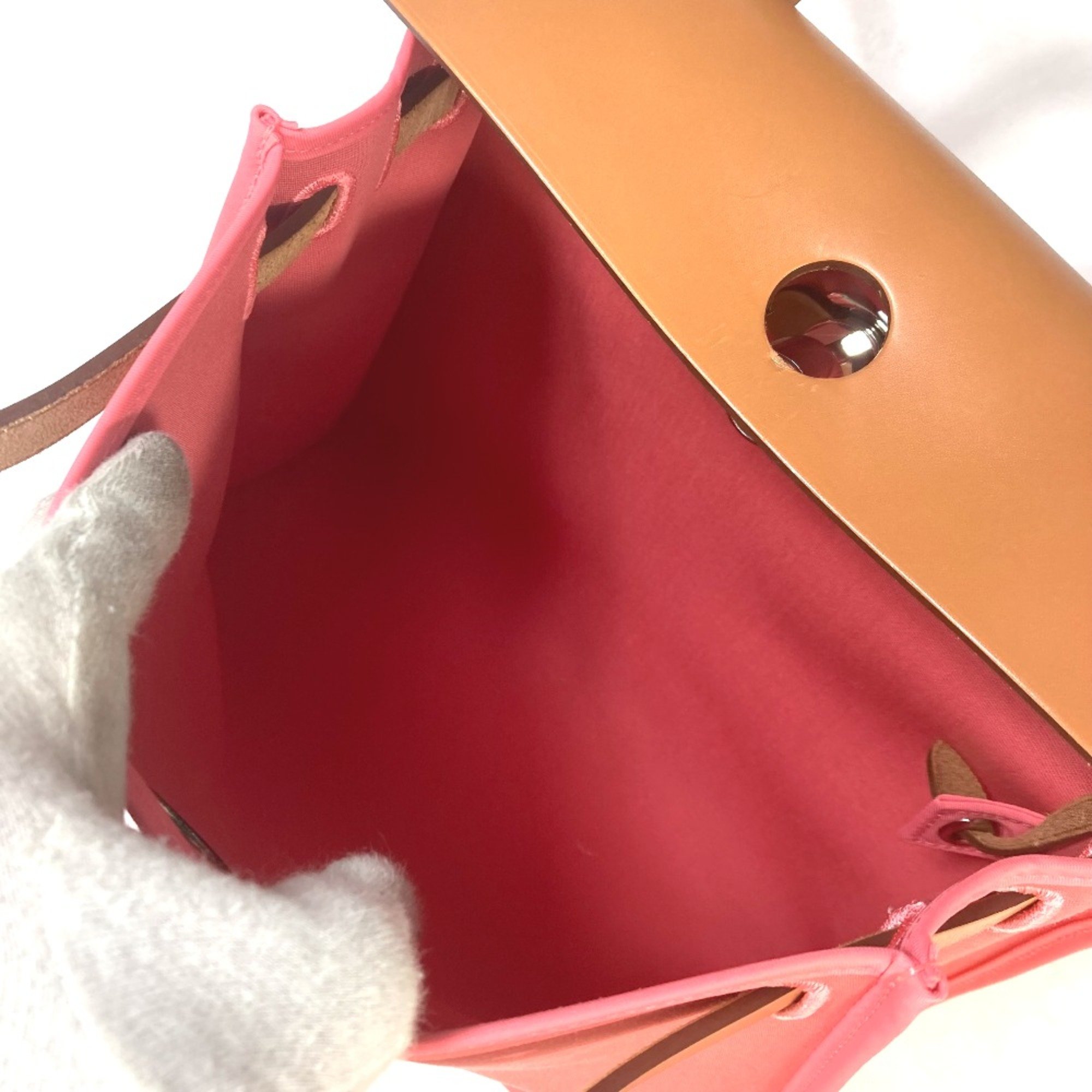 Hermes 2WAY Hand Bag pink Brown