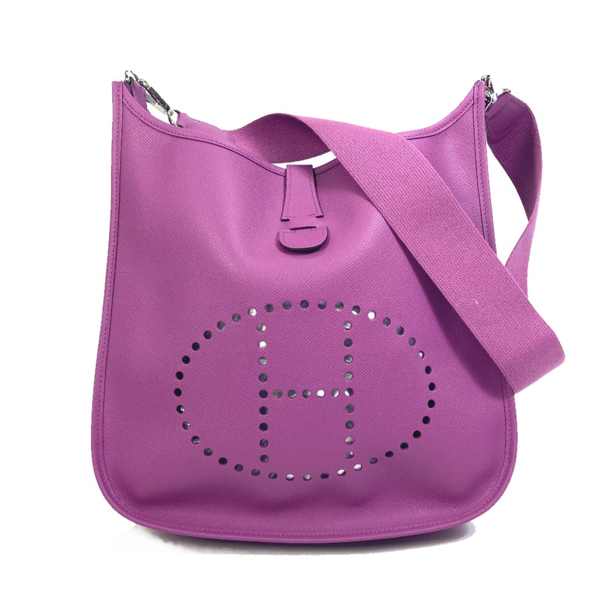 Hermes H logo punching bag Crossbody shawl Shoulder Bag cyclamen purple SilverHardware eLADY Globazone