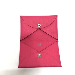 Hermes Bifold Business card holder coin purse Card Case Rose Tyrian (estimated) pink