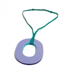 Hermes Wood Pendant Necklace Curacao/Palm/Blue GreenBased x PurpleBased