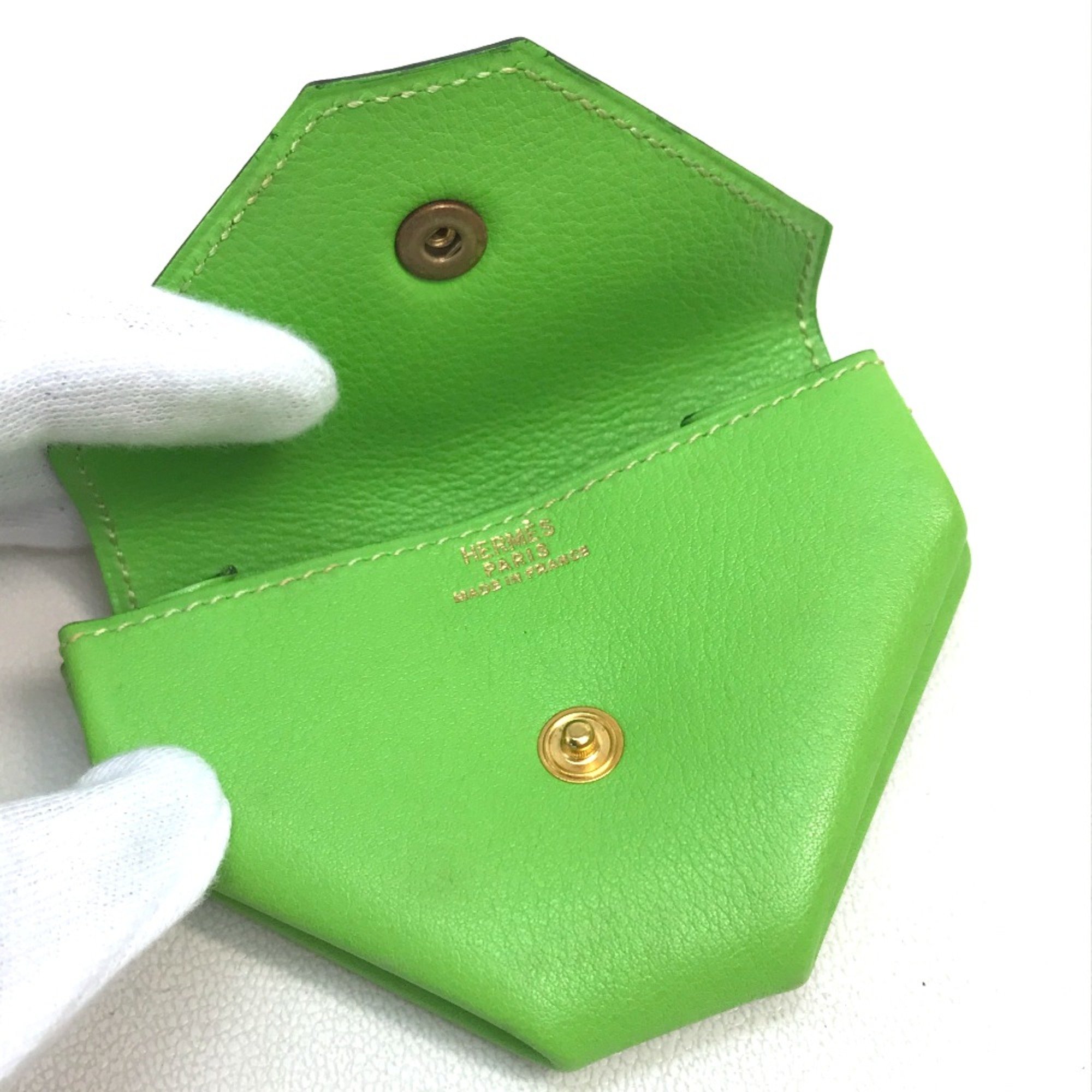 Hermes Coin Compartment Wallet coin purse Apple green Light green