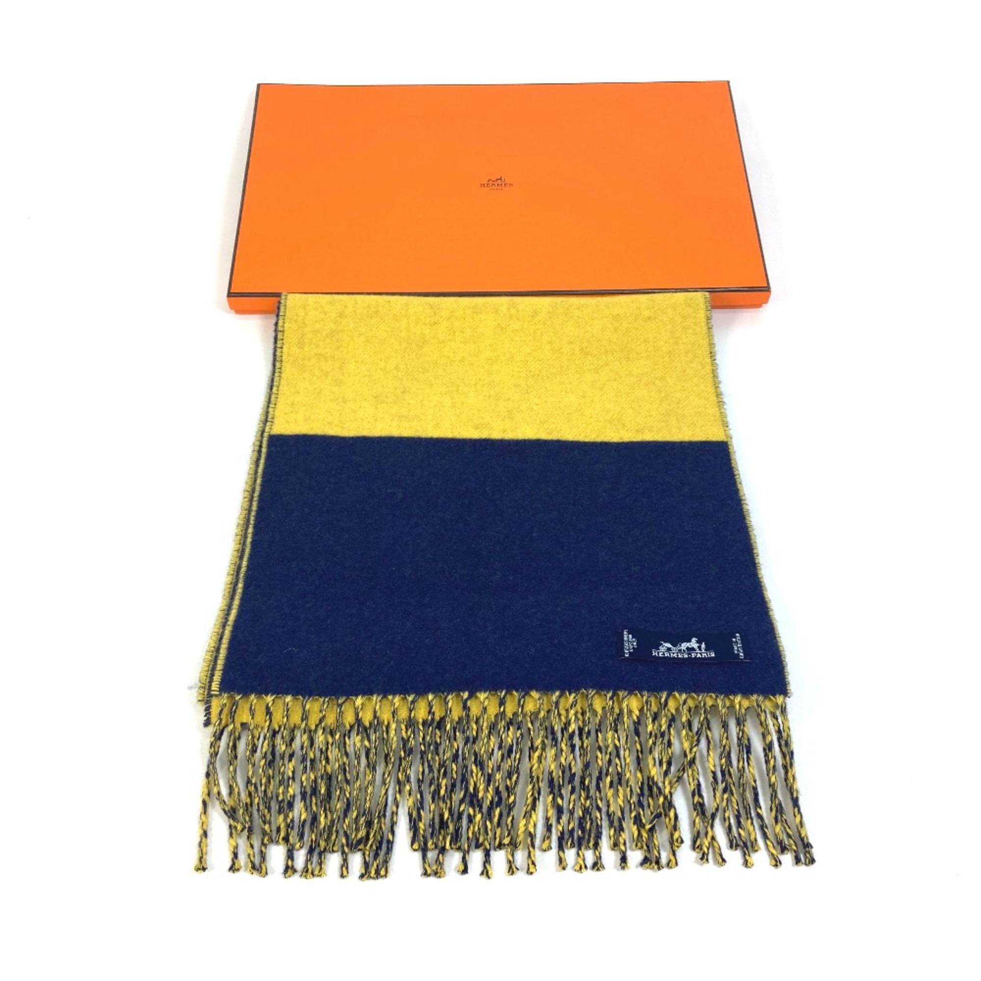 Hermes Kazak Bicolor Scarf Yellow x blue