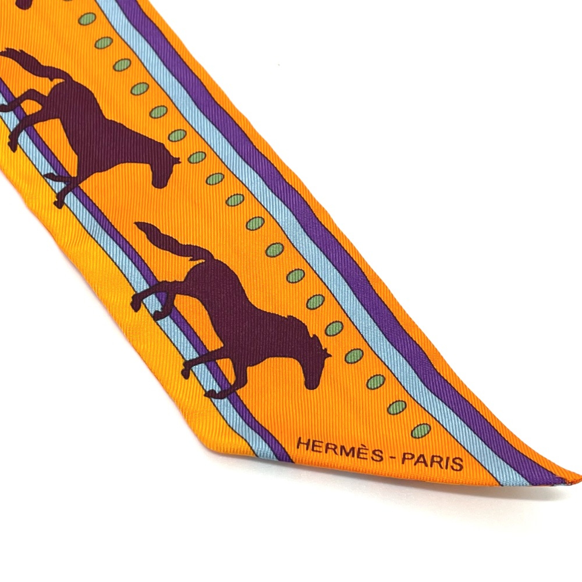 Hermes Horse horse Twilly Scarf Orange