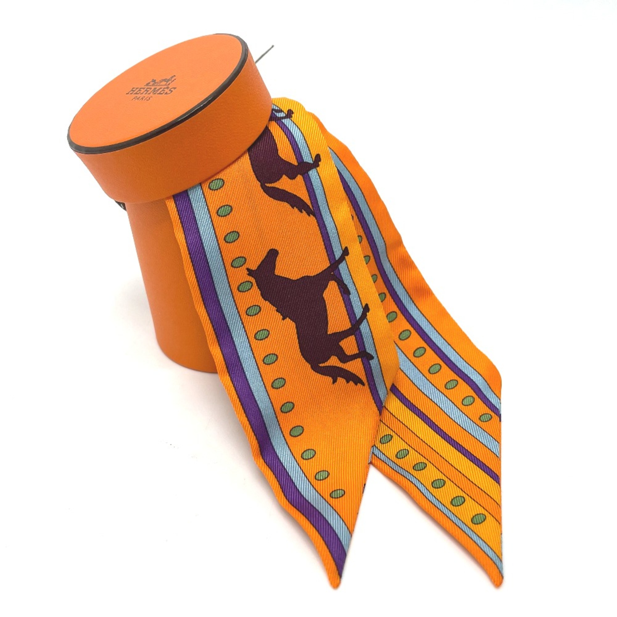 Hermes Horse horse Twilly Scarf Orange