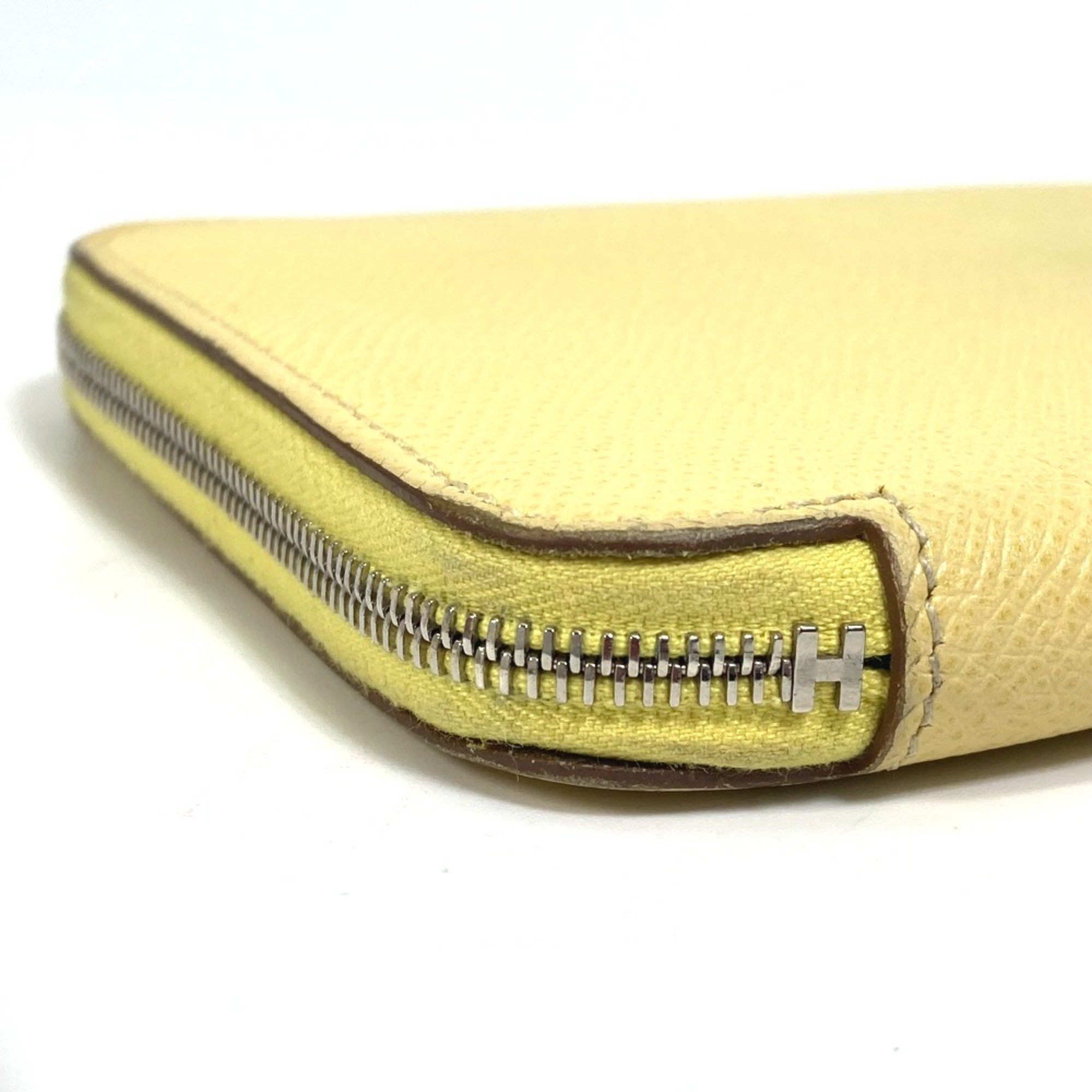 Hermes Azap Long Silk-In Zip Around Long Wallet Jaune yellow Green