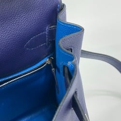 Hermes 2WAY Shoulder Bag Hand Bag Blue ankle /blue jellyge SilverHardware