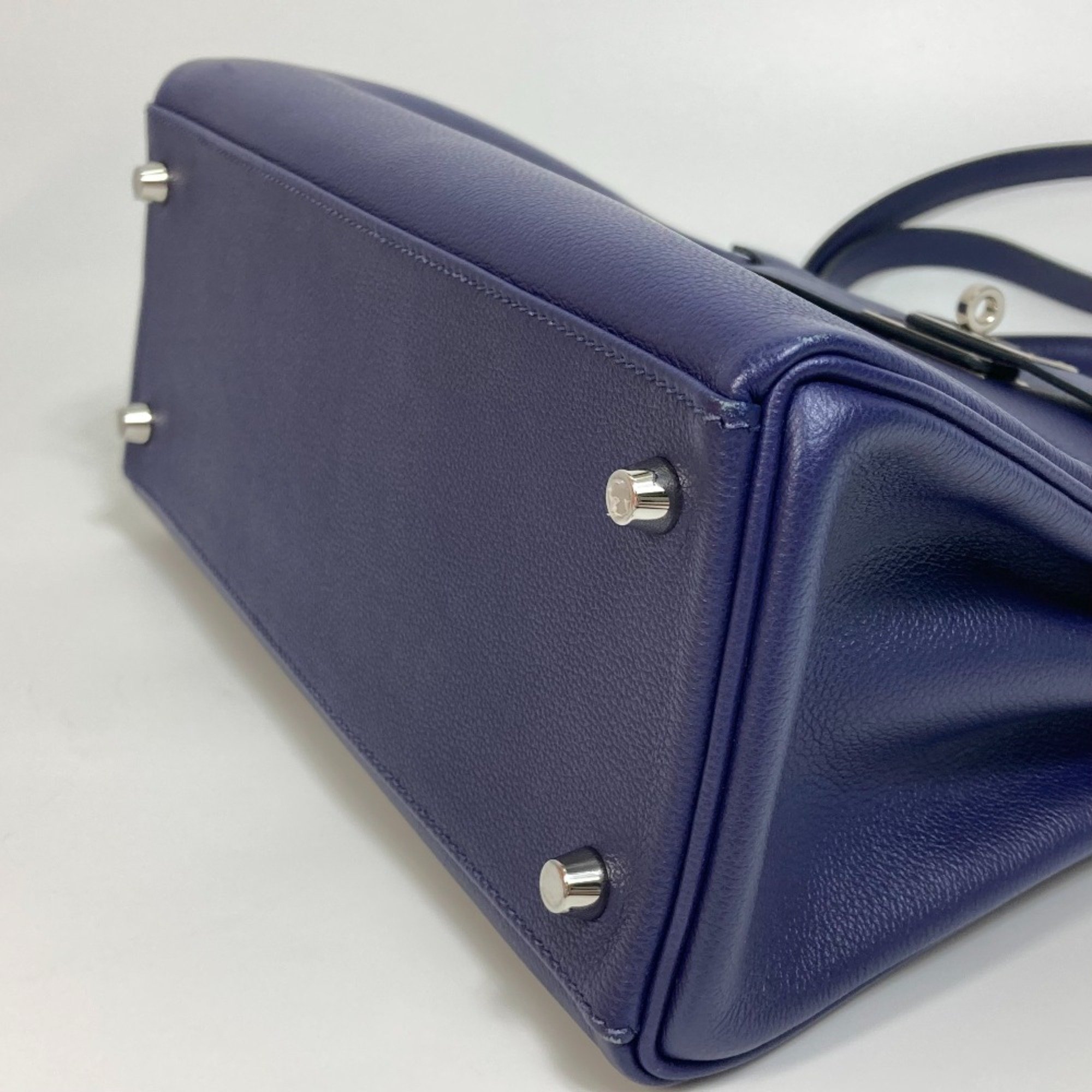 Hermes 2WAY Shoulder Bag Hand Bag Blue ankle /blue jellyge SilverHardware