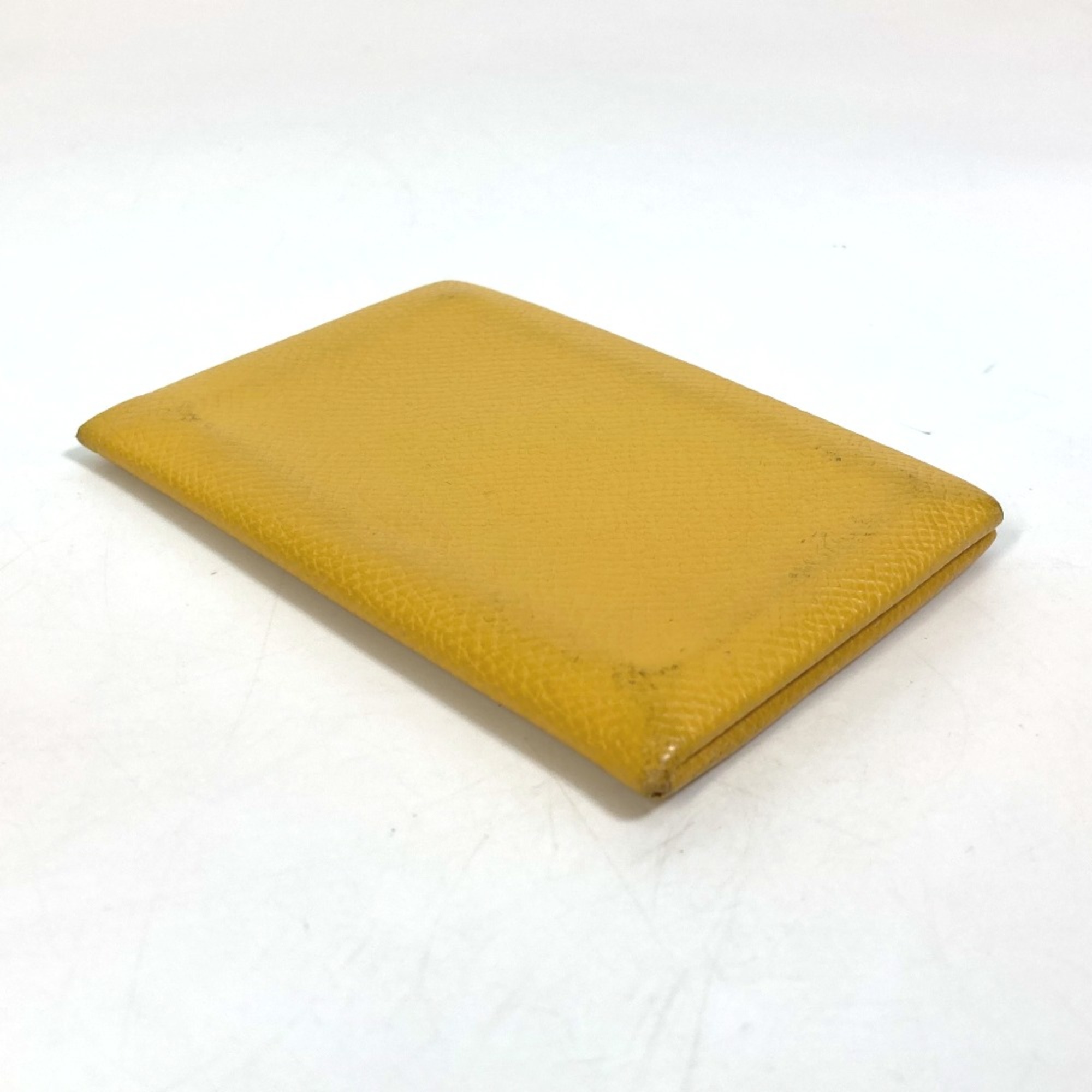 Hermes Business card holder Small leather goods Pass case Card Case yellow