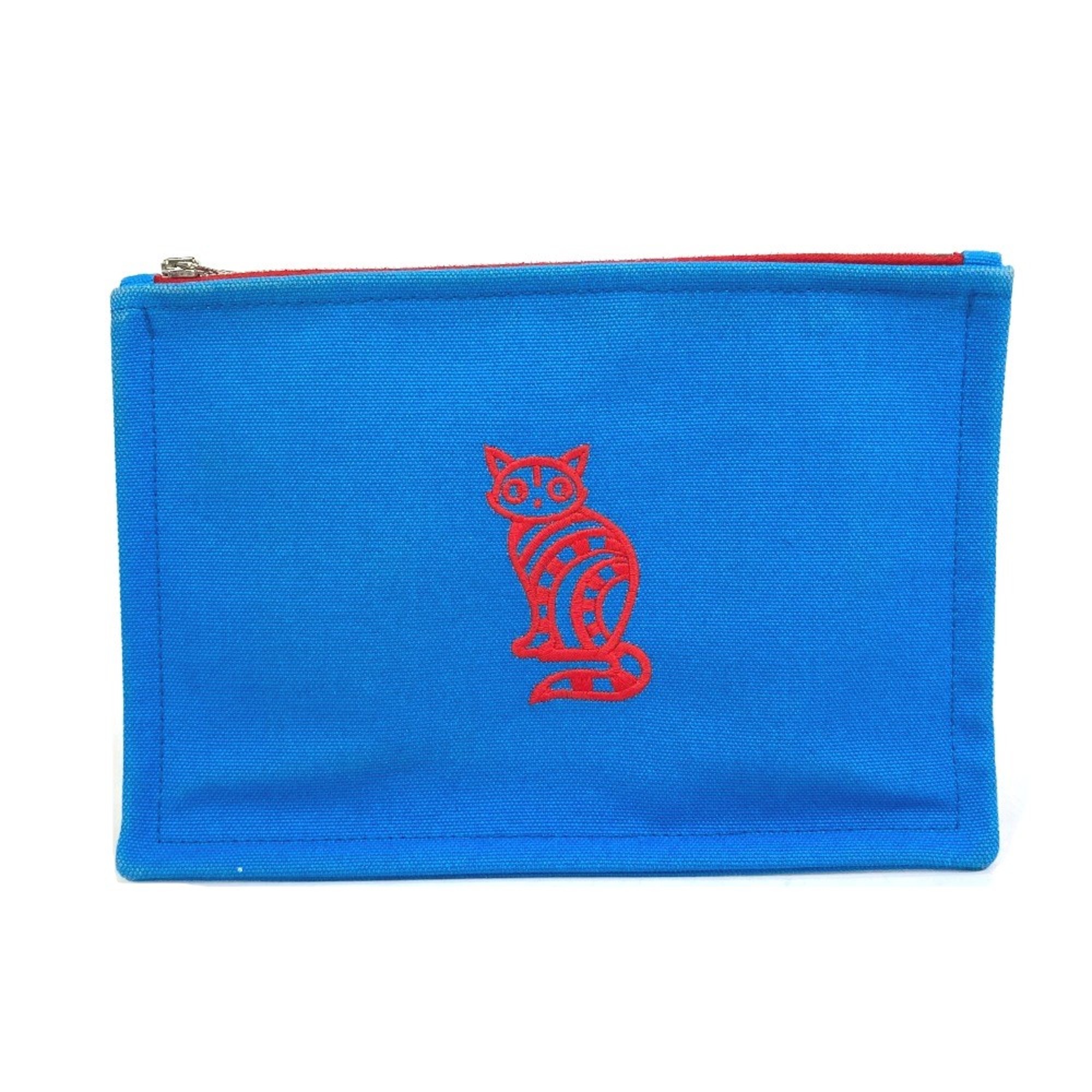 Hermes The King of Cats MITSOU Mitsu Cat Yachting PM Pouch Blue x Red