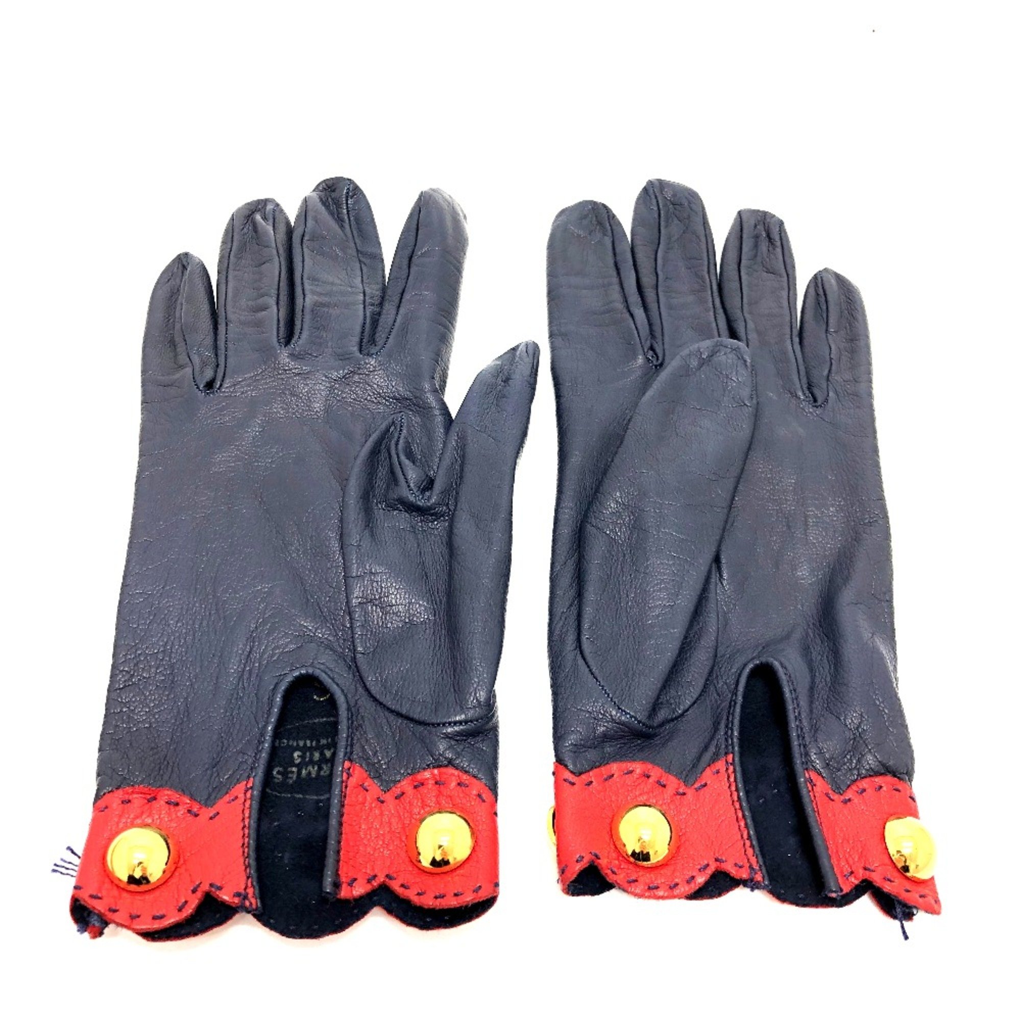 Hermes Fashion Accessories gloves Glove Navy /Red