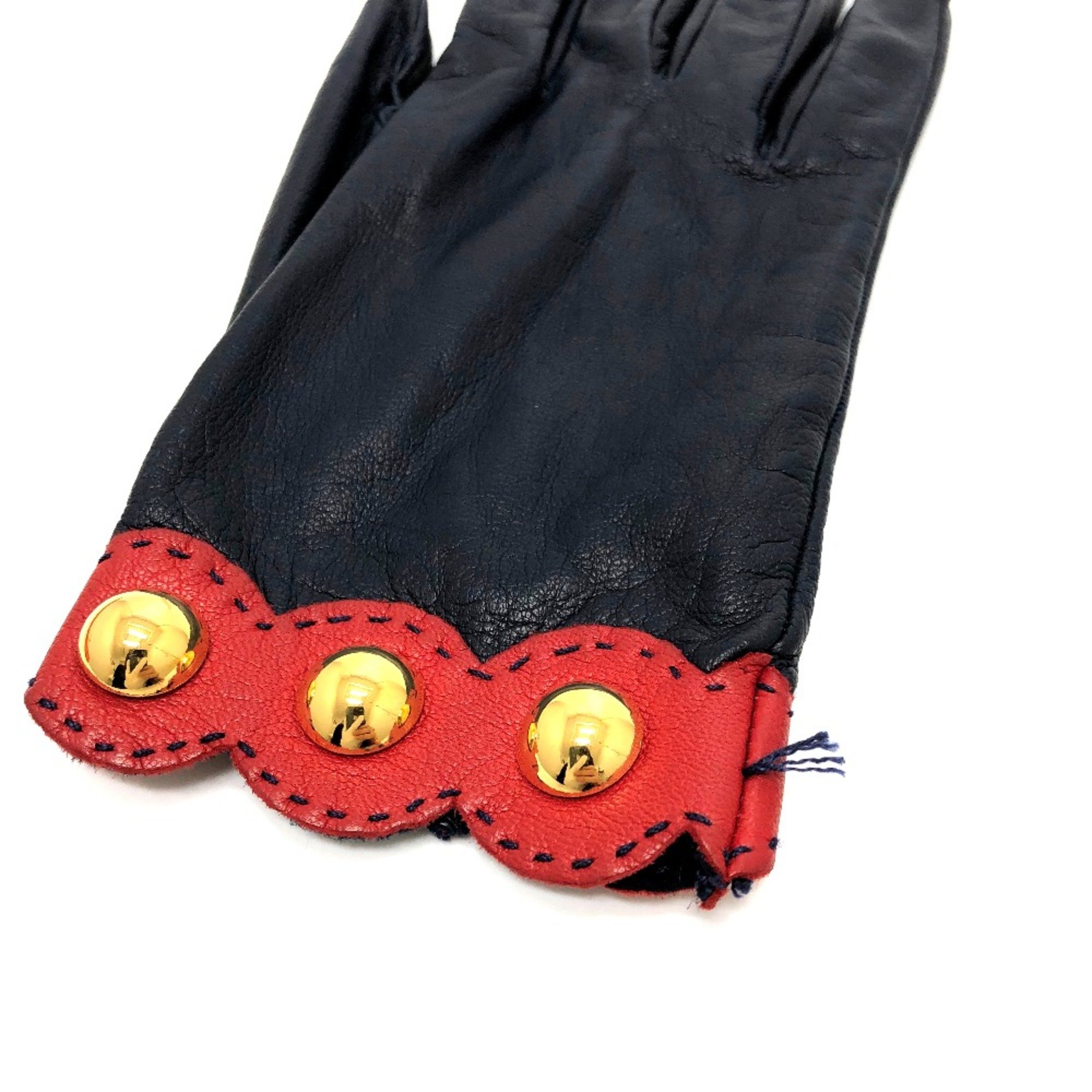 Hermes Fashion Accessories gloves Glove Navy /Red