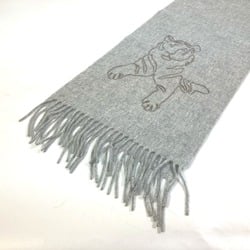 Hermes H391632T 02 logo king tiger Royal Embroidery Tiger Animal Fringe Scarf Gris gray