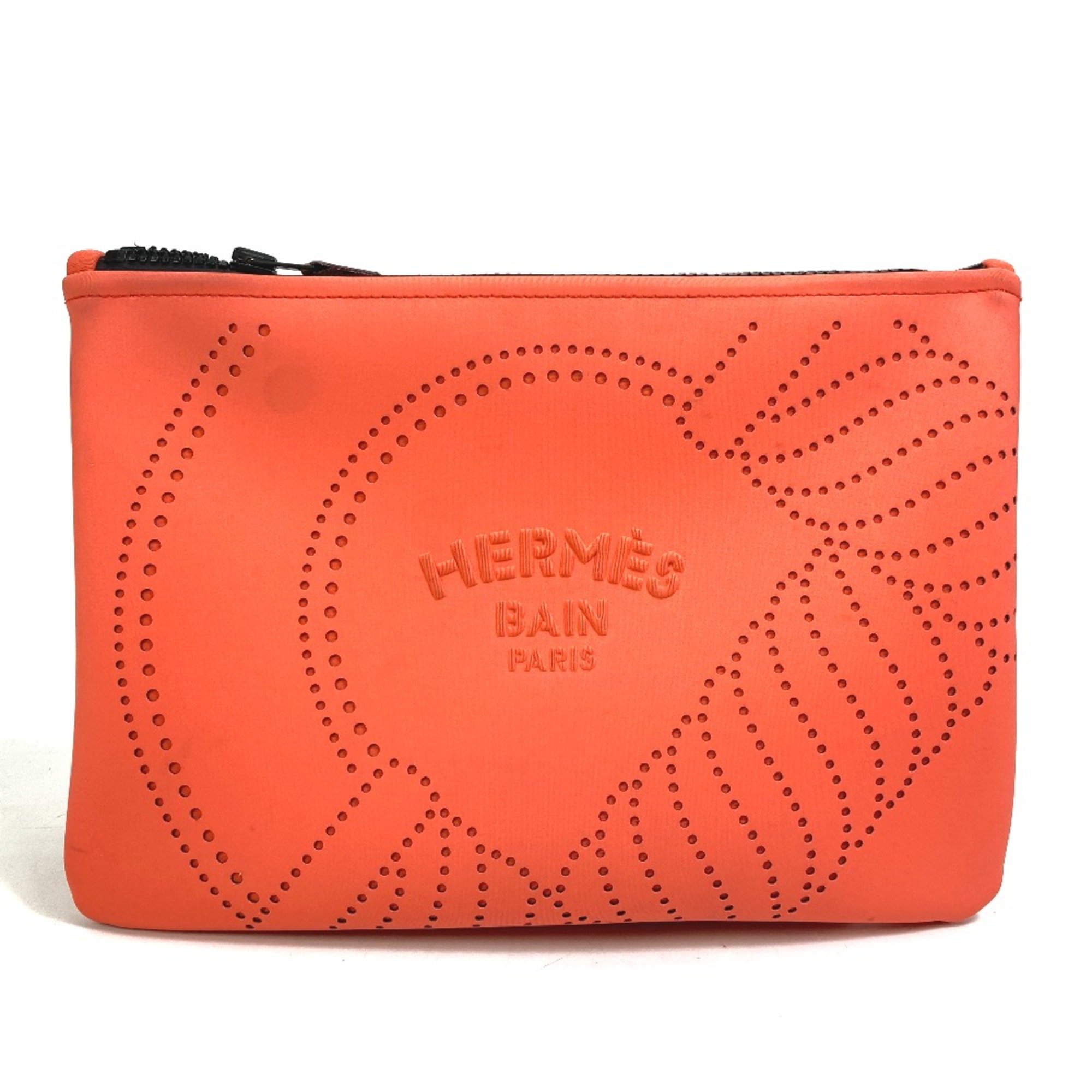 Hermes punching Bag Makeup Pouch Cosmetics Pouch Clutch Bag Pouch Grenadine Orange