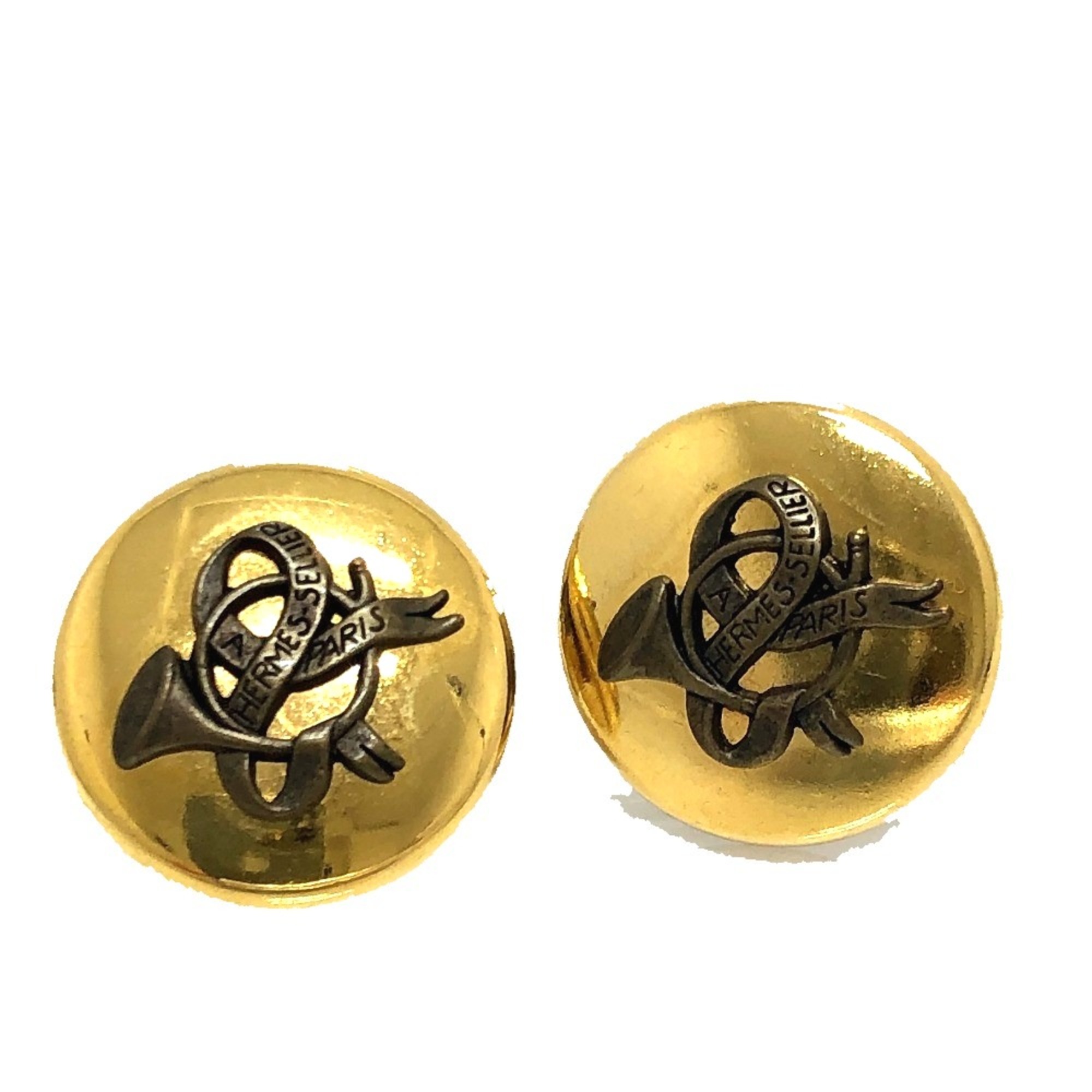 Hermes Round type Accessories Earrings Gold