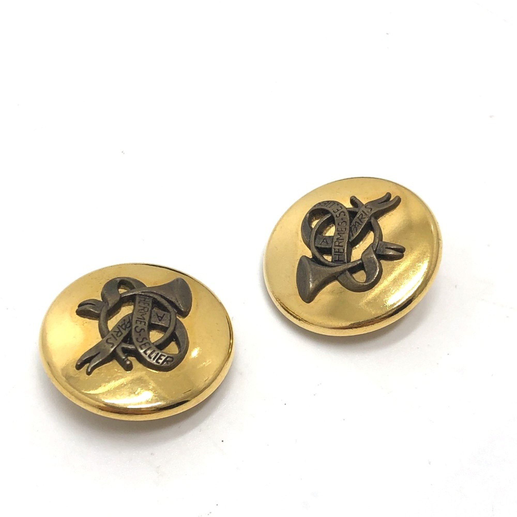 Hermes Round type Accessories Earrings Gold